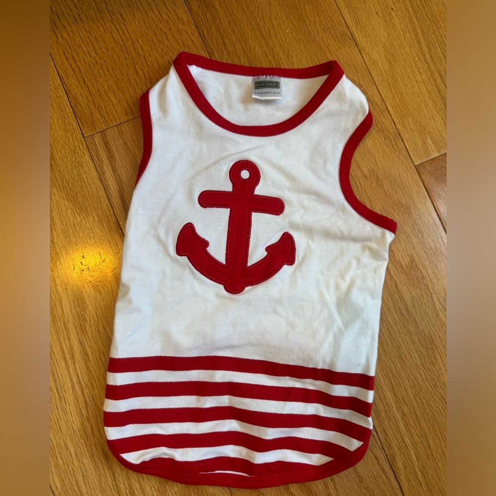 Dog Dress - White and Red with Anchor